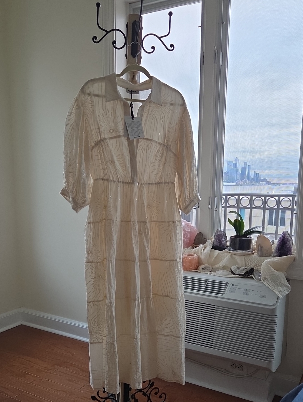 Cream Embroidered Midi Dress - Unbranded